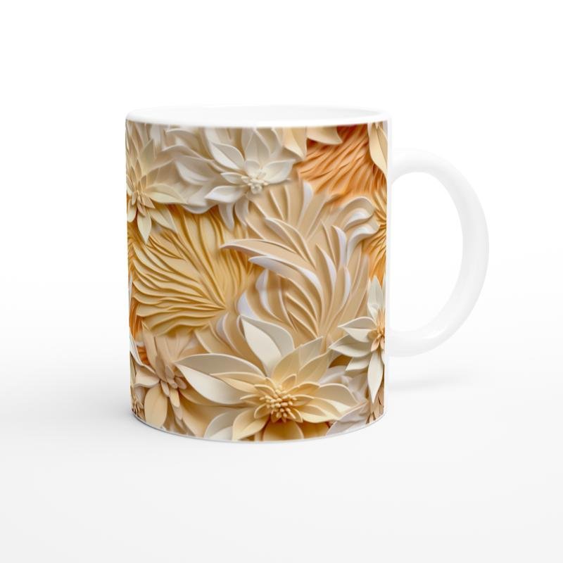 Vanilya Işıltısı Çiçekli Kupa Bardak - 3