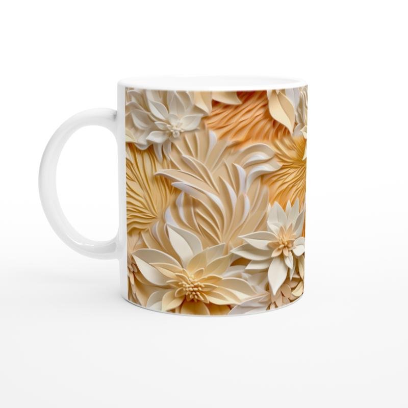 Vanilya Işıltısı Çiçekli Kupa Bardak