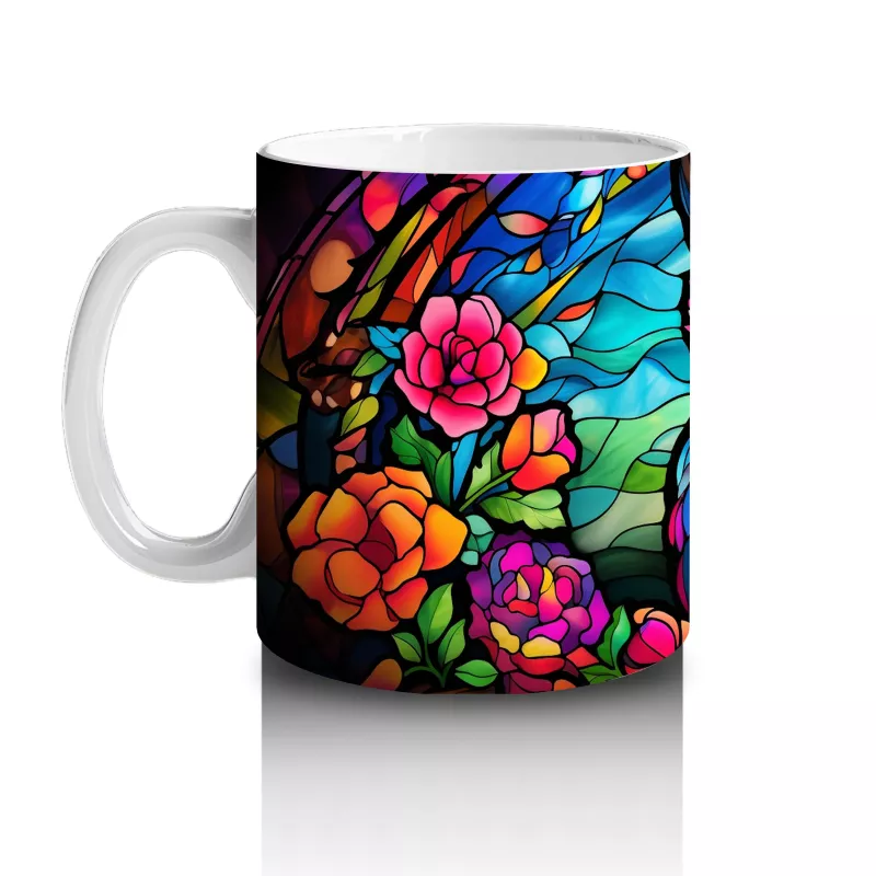 Vitray Tarzı Renkli Baykuş İllüstrasyonu – Baskılı Kupa - 2