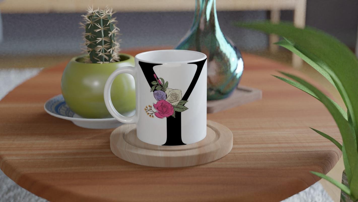 Y Harfi Romantik Çiçekli Kupa Bardak - 4