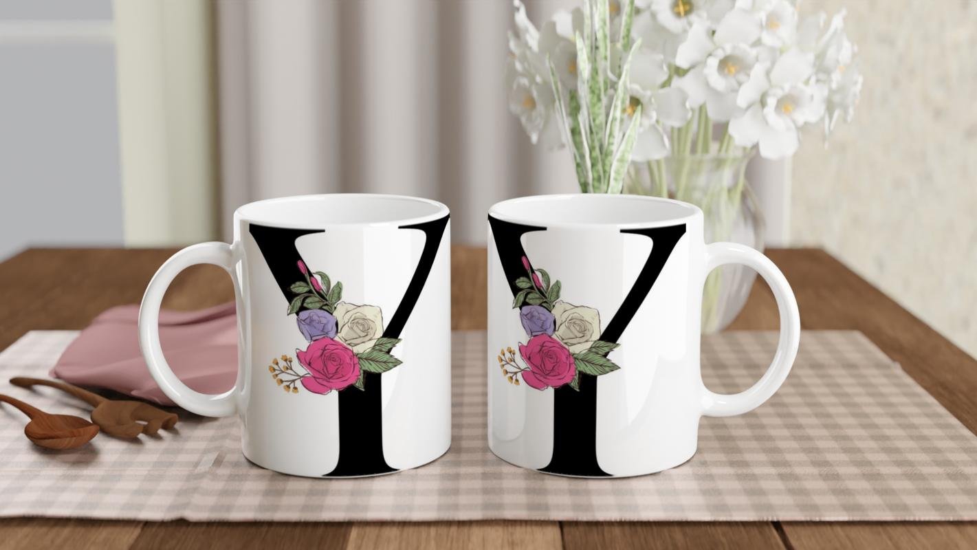 Y Harfi Romantik Çiçekli Kupa Bardak - 5