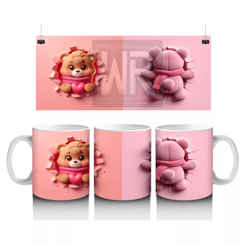 Yan Yana Pembe Ayıcıklar – Baskılı Kahve Kupası