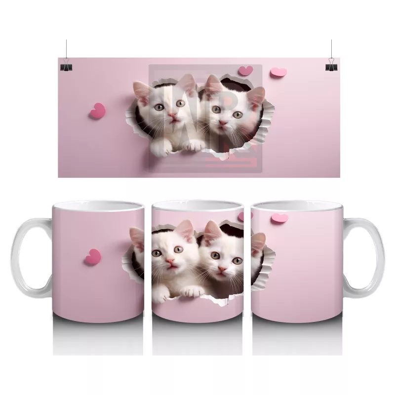 Yan Yana Sevimli Yavru Kediler – Baskılı Kahve Kupası