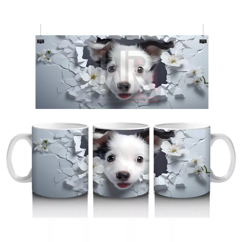 Yasemin Çiçekleri Arasından Bakan Neşeli Köpek Kupa Bardak