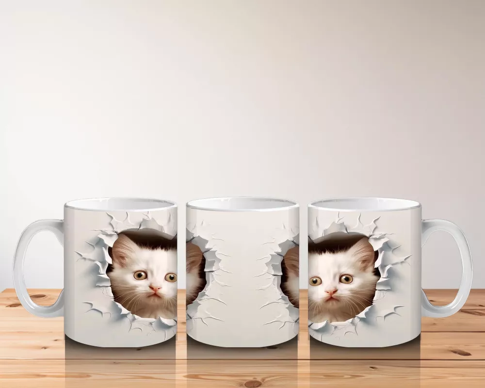 Yavru Kediler Kırık Duvar Arasında – Baskılı Kahve Kupası - 5