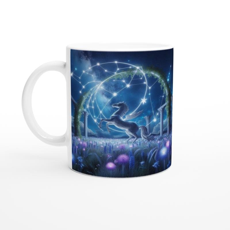 Yay Burcu Baskılı Kahve Kupası - Ay ışığında Zodyak Bahçesi Vs1