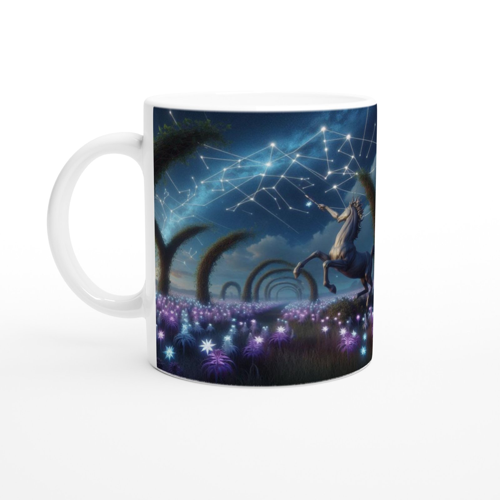 Yay Burcu Baskılı Kahve Kupası - Ay ışığında Zodyak Bahçesi Vs3