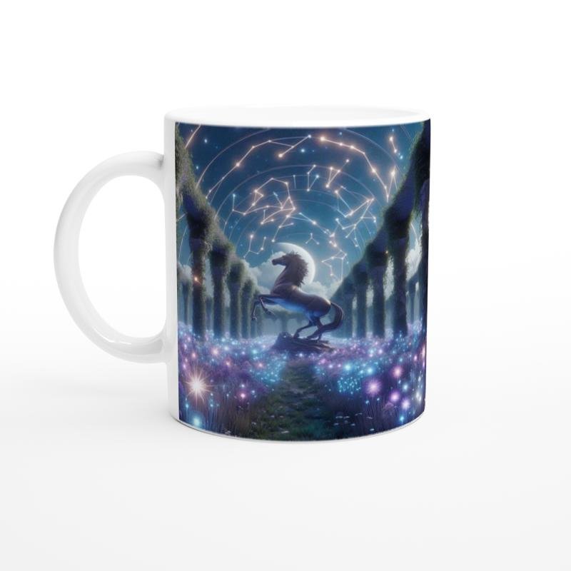 Yay Burcu Baskılı Kahve Kupası - Ay ışığında Zodyak Bahçesi Vs4