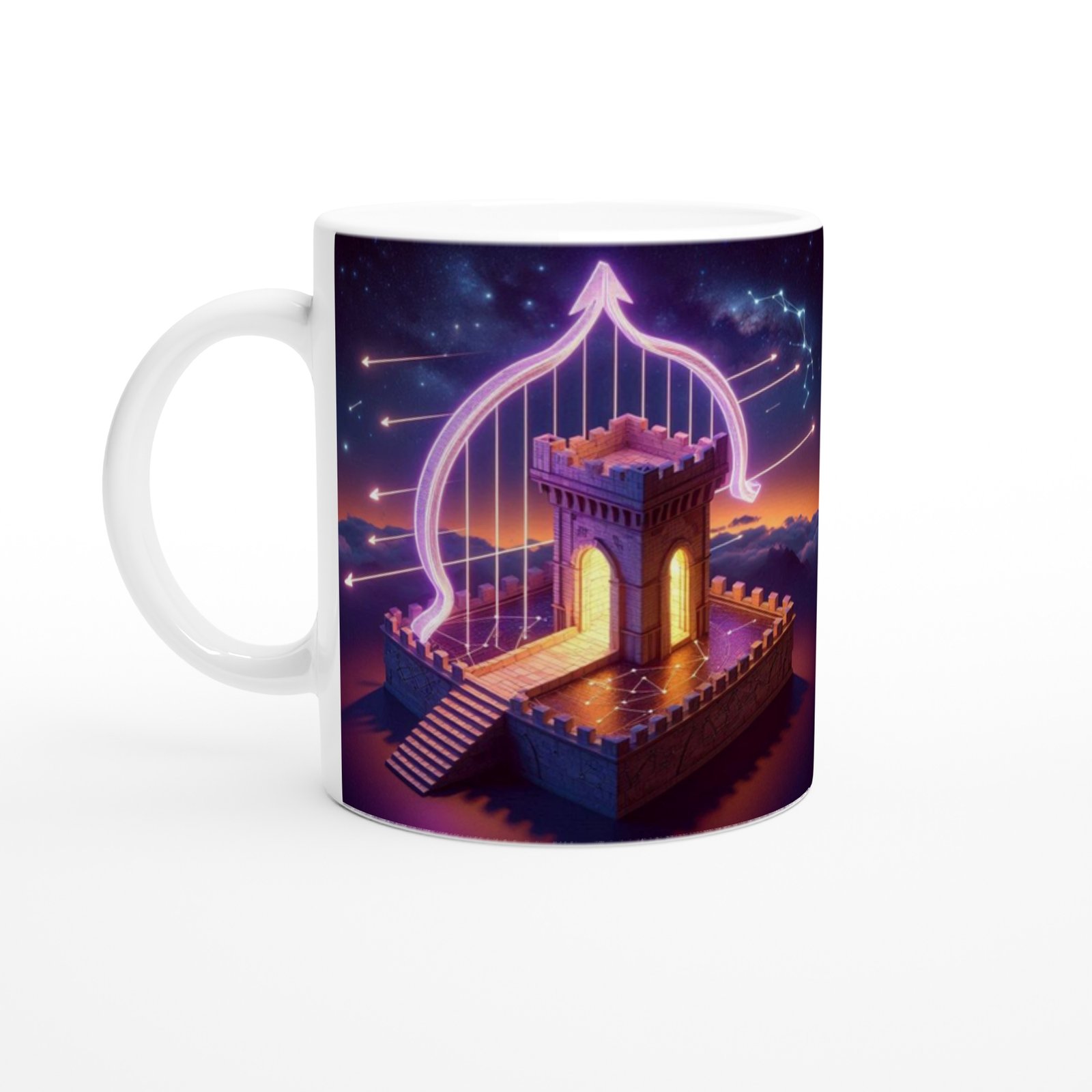 Yay Burcu Baskılı Kahve Kupası - Burçlar Krallığı Şatosu Vs2