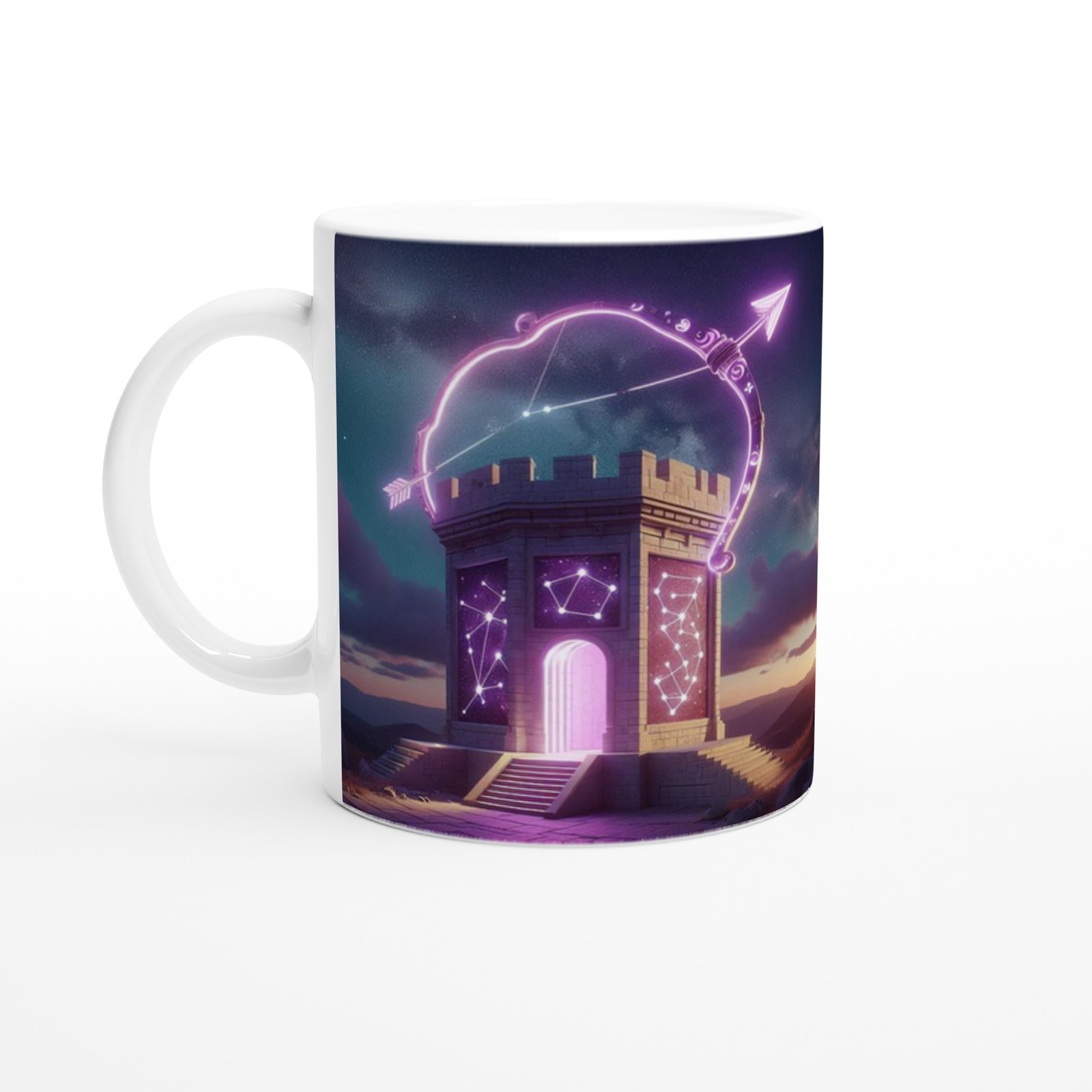 Yay Burcu Baskılı Kahve Kupası - Burçlar Krallığı Şatosu Vs3