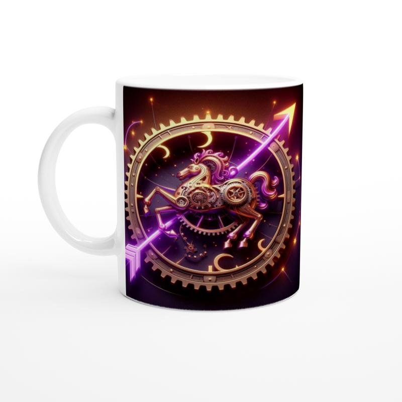 Yay Burcu Baskılı Kahve Kupası - Zamanın Çarkları Astroloji Mekanizması Vs2