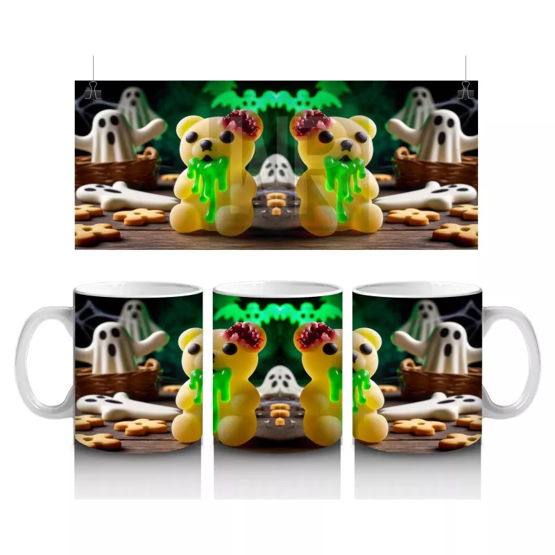 Yeşil Canavar Kostümlü Eğlenceli Figürlerle Cadılar Bayramı Baskılı Kupa