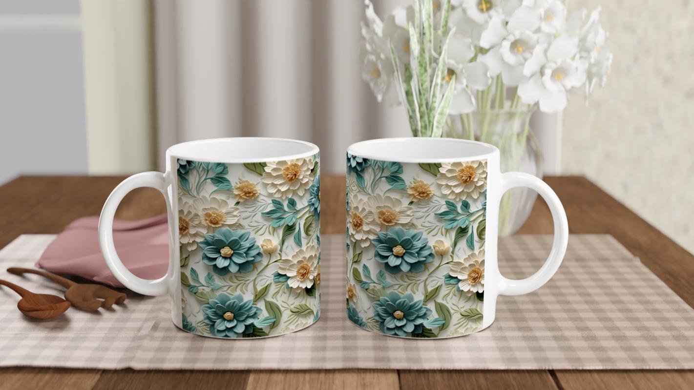 Yeşil Çiçek Harmanı Kupa Bardak - 5