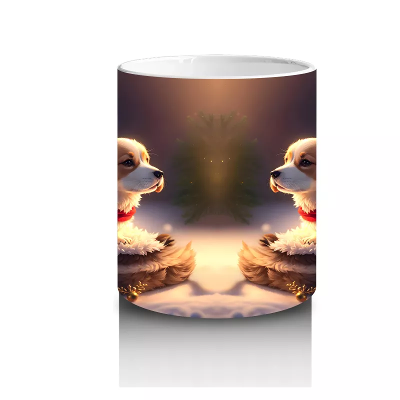 Yılbaşı Işıkları Arasında Şirin Köpekler – Baskılı Kahve Kupası - 3