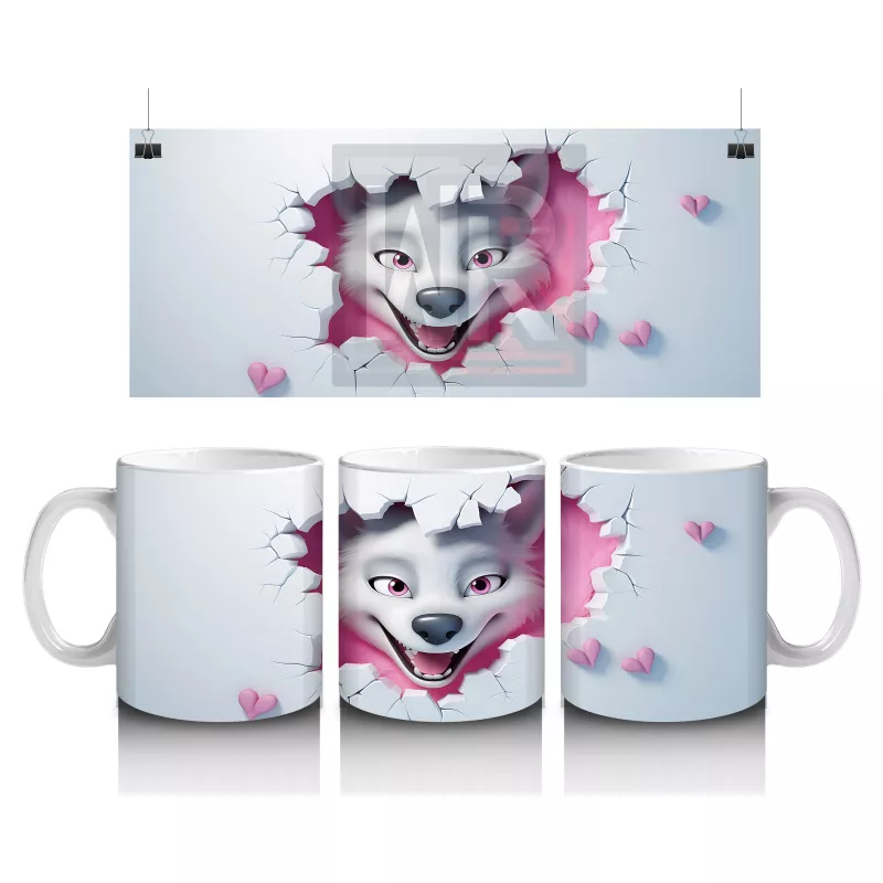 Yırtık Duvar Arasından Bakan Kurt – Baskılı Kahve Kupası