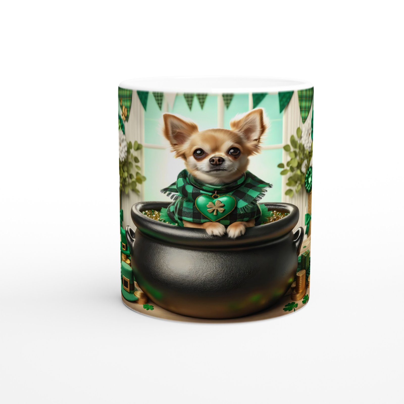 Yonca Kolyeli Chihuahua Temalı Baskılı Kupa Bardak