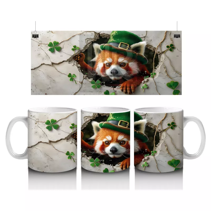 Yonca Yapraklarıyla Süslenmiş Tilki – Baskılı Kahve Kupası