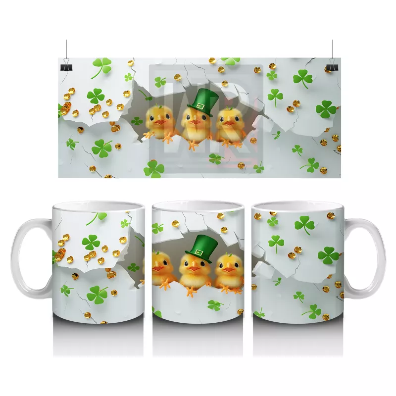 Yoncalarla Kaplı Tatlı Civciv Kompozisyonu – Baskılı Kahve Kupası