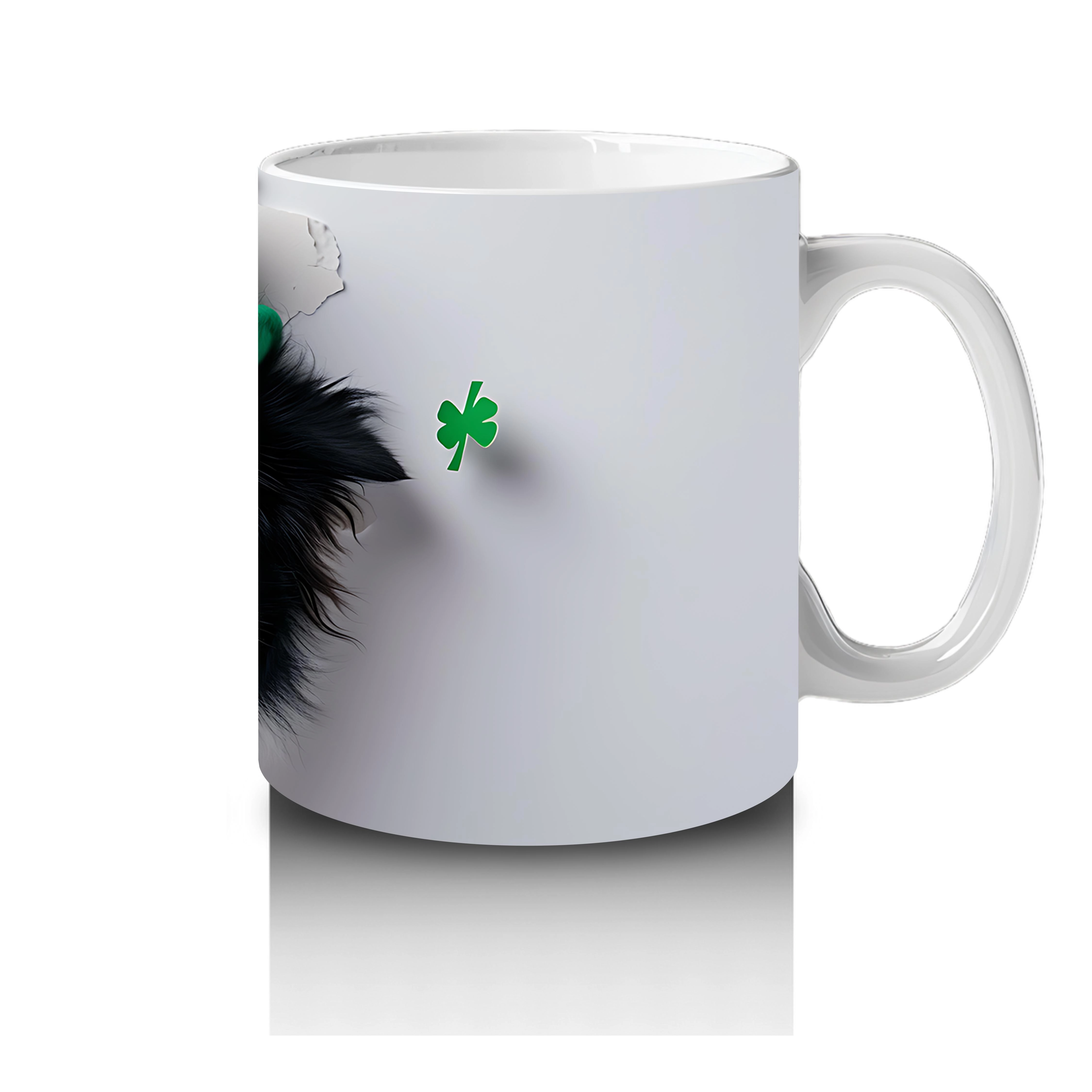 Yoncalarla Süslenmiş St. Patrick’s Temalı Border Collie - Baskılı kahve kupası - 4