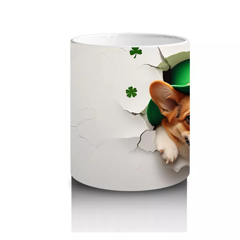 Yoncalı Kostüm Giymiş Sevimli Corgi - Baskılı Kahve Kupası - 3