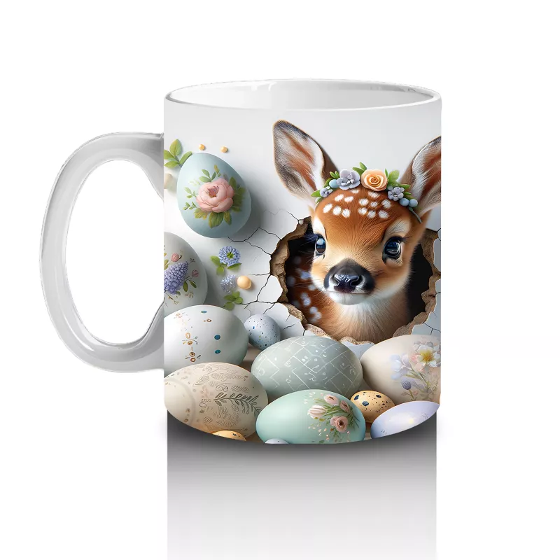 Yumurta Kabuklarından Bakan Sevimli Ceylanlar – Baskılı Kahve Kupası - 2