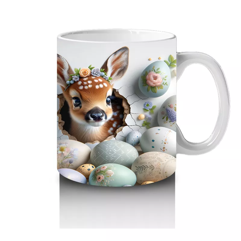 Yumurta Kabuklarından Bakan Sevimli Ceylanlar – Baskılı Kahve Kupası - 4