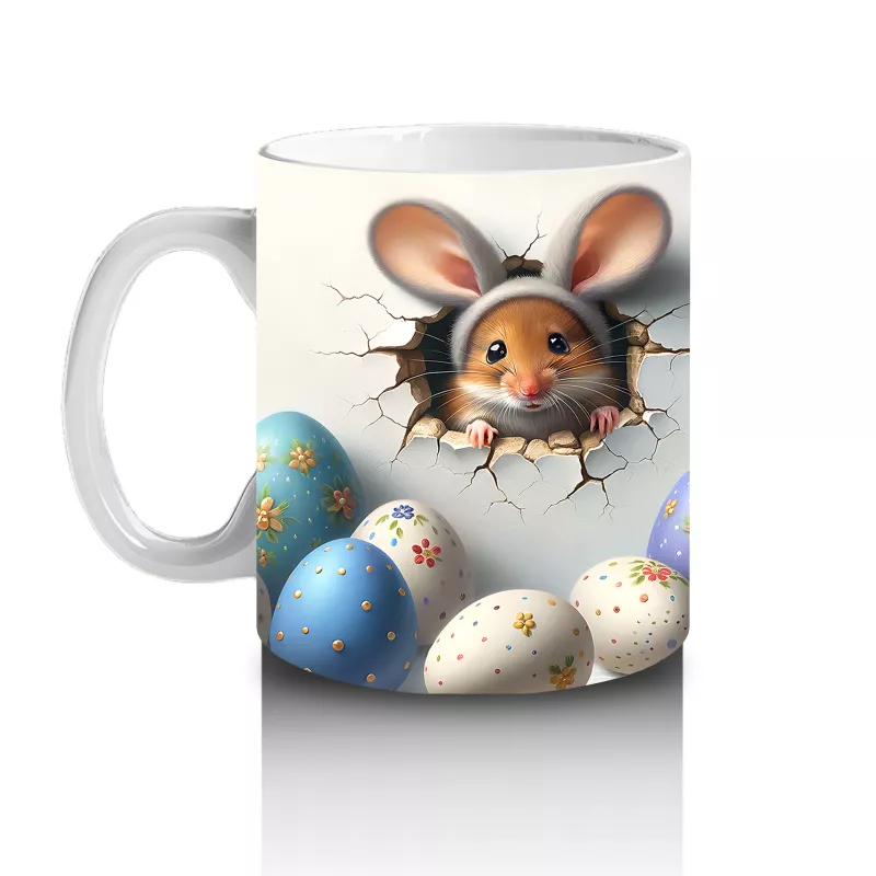 Yumurta Kabuklarından Bakan Sevimli Tavşanlar – Baskılı Kahve Kupası - 2