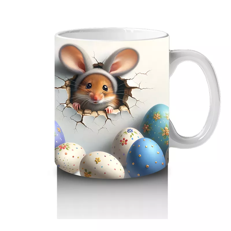 Yumurta Kabuklarından Bakan Sevimli Tavşanlar – Baskılı Kahve Kupası - 4