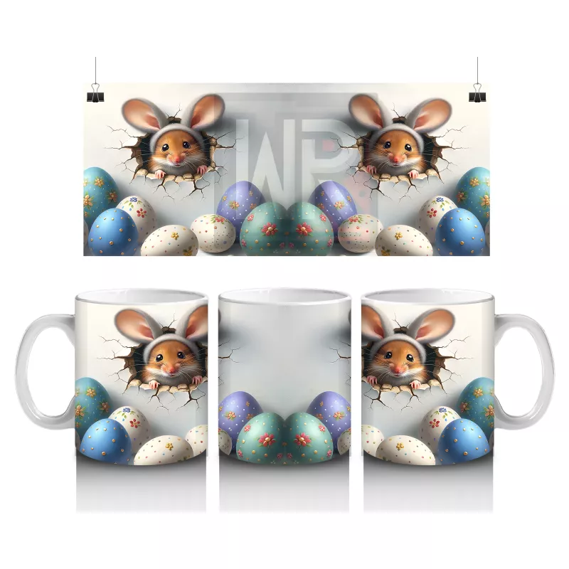 Yumurta Kabuklarından Bakan Sevimli Tavşanlar – Baskılı Kahve Kupası