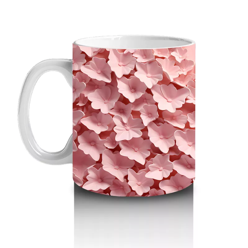 Yumuşak Pembe Fon Üzerinde Zarif Kelebek – Baskılı Kupa - 2