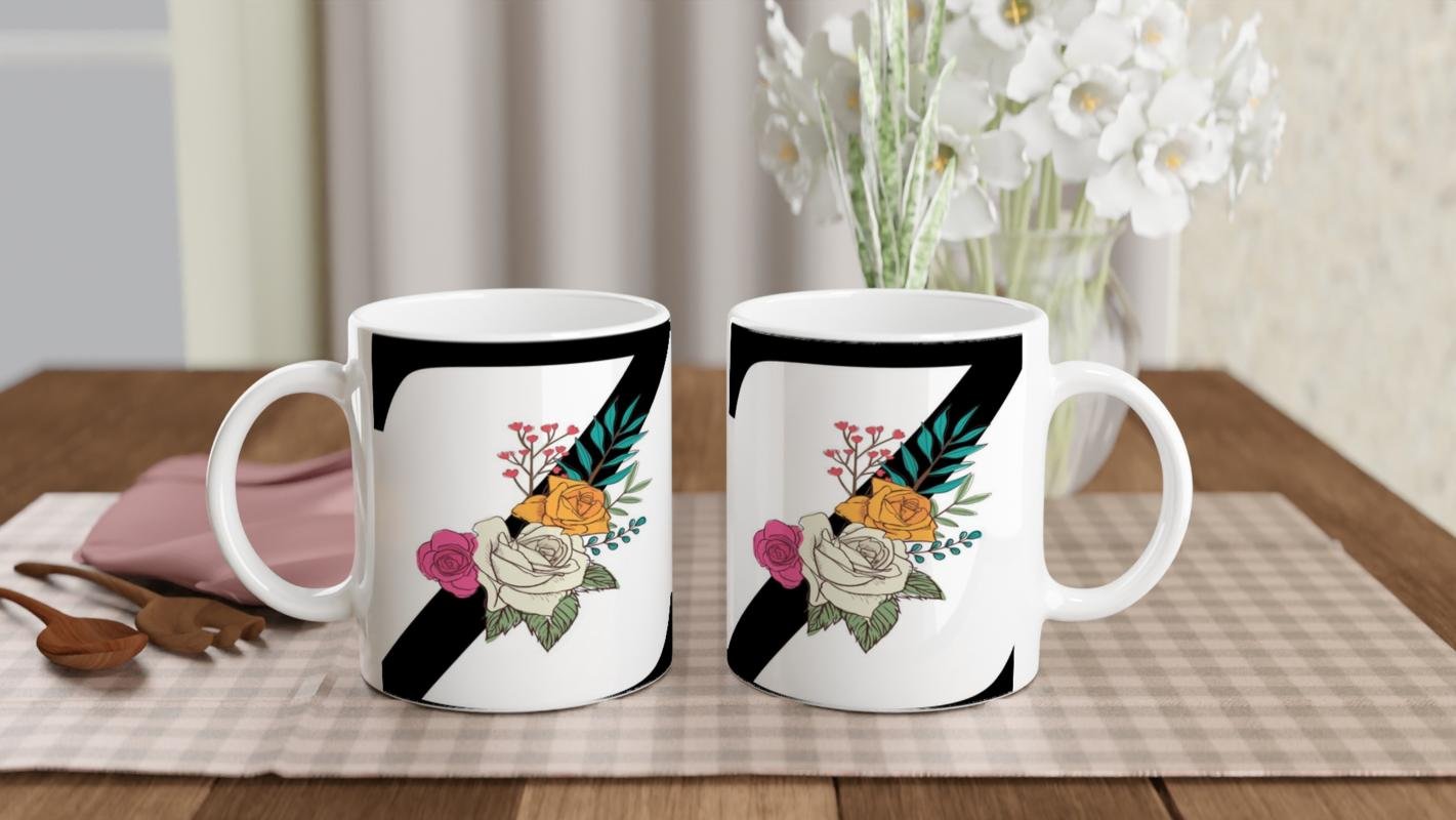 Z Harfi Çiçek Detaylı Kupa Bardak - 5