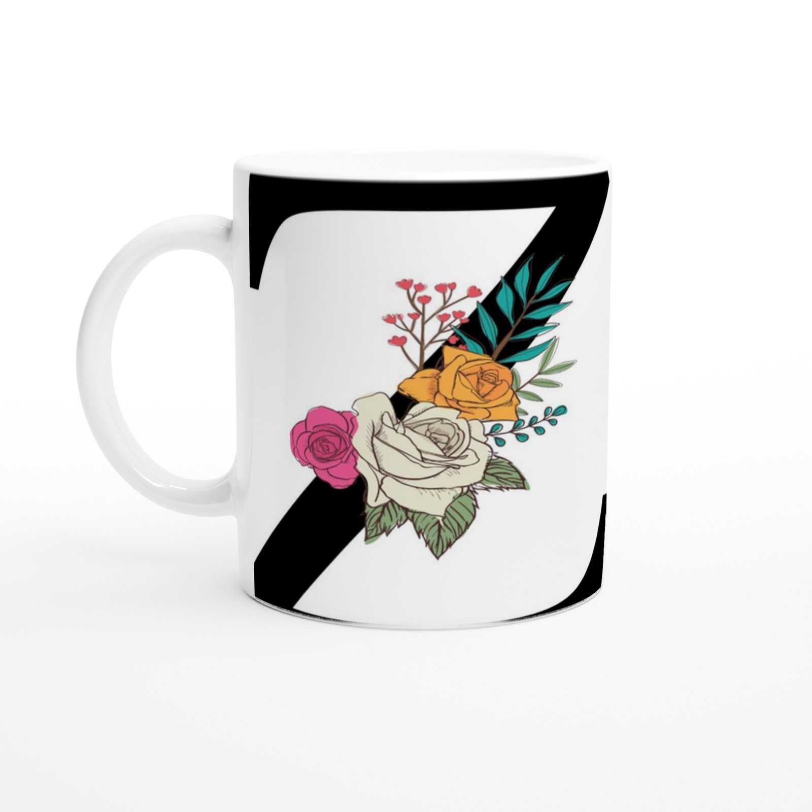 Z Harfi Çiçek Detaylı Kupa Bardak