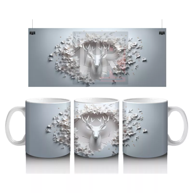 Zarif Kompozisyon Geyik - Baskılı Kahve Kupası