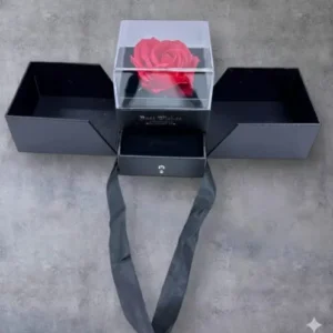 Best Wishes Rose: Çekmeceli ve Şeffaf Kapaklı Siyah Takı Kutusu