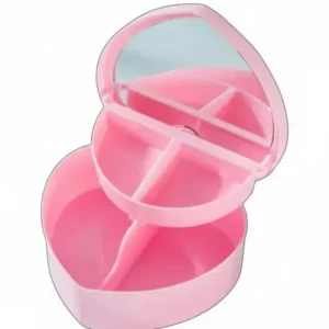 Pretty in Pink: Aynalı ve Bölmeli Kalp Takı Organize Kutusu