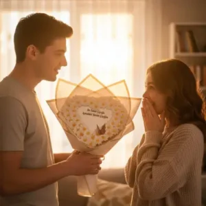 Kalp Papatya Buketi -  Kelebek Detaylı Aranjman