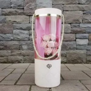 Lüks Şeffaf Silindir Çiçek Kutusu - Kapitone Desenli