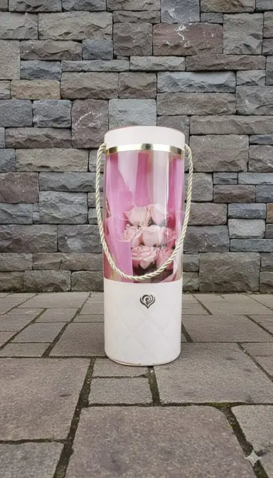 Lüks Şeffaf Silindir Çiçek Kutusu - Kapitone Desenli