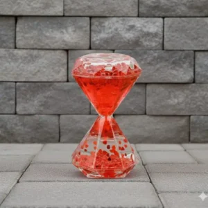 Elmas Kesim Kalpli Sıvı Kum Saati - Romantik Dekoratif Masa Aksesuarı