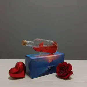 Romantik Mantar Tıpalı Aşk Şişesi - Kırmızı Sıvı ve Parıltılı Masa Aksesuarı