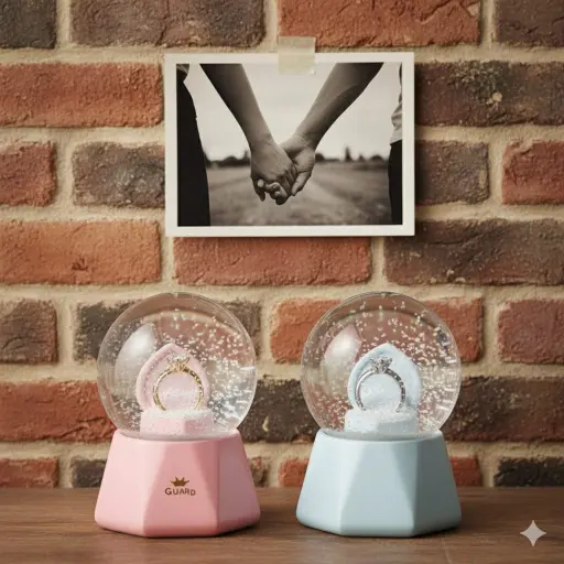 Büyük Boy Yüzüklü Kar Küresi Mavi