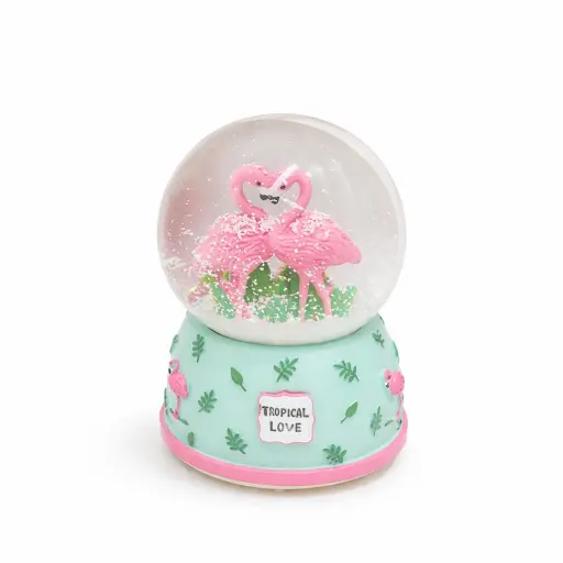 Tropical Love Flamingo Kar Küresi Yeşil