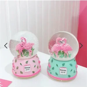 Tropical Love Flamingo Kar Küresi Yeşil & Pembe