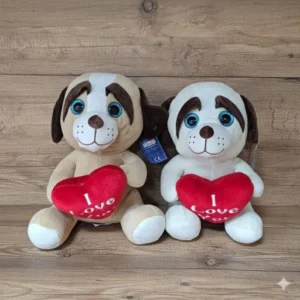 Kalpli Sadakat: "I Love You" Mesajlı Peluş Köpek Figürü ( 25 CM )
