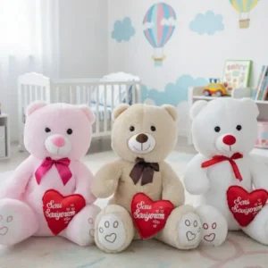Sevgi Elçisi: "Seni Seviyorum" Kalpli ve Fiyonklu Büyük Peluş Ayı ( 50 CM )