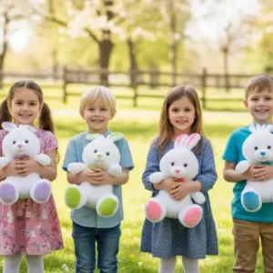 Renk Bahçesi: Renkli Detaylı Yumuşak Peluş Tavşan Serisi (35 CM )