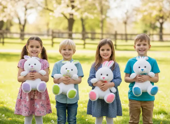 Renk Bahçesi: Renkli Detaylı Yumuşak Peluş Tavşan Serisi (35 CM )