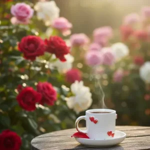 Kırmızı Kalp Detaylı El Yapımı Seramik Türk Kahvesi Fincanı - Romantik Tasarım