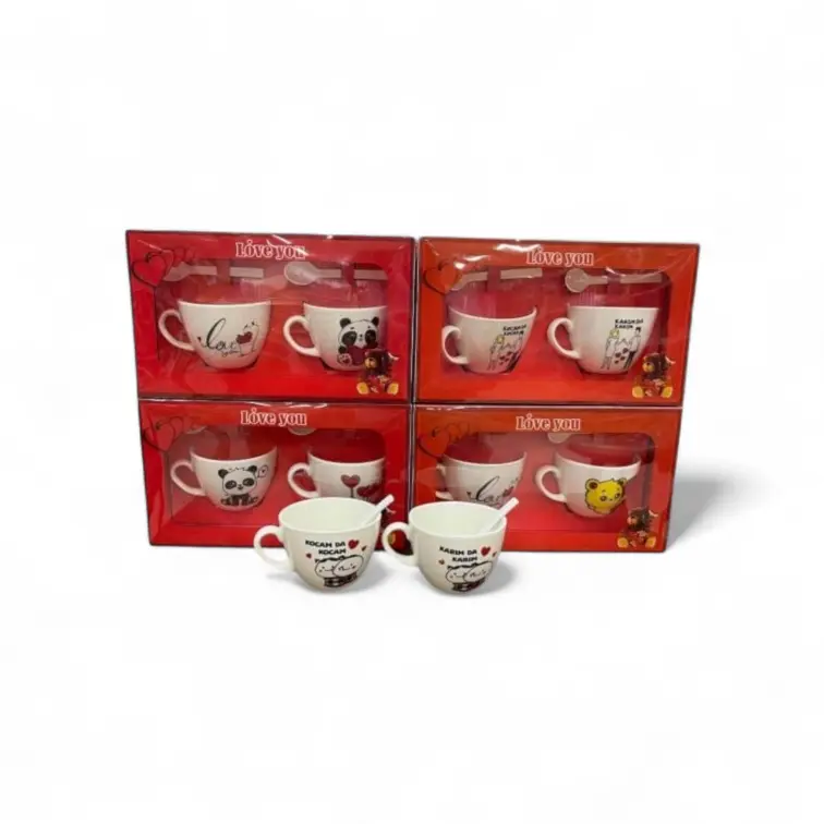 Sevgili Çift Kaşıklı Fincan